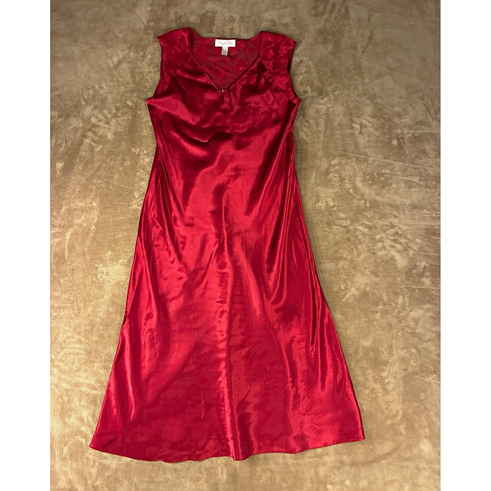 Oscar de la Renta Women Slip Dress Red M 90s Bombshell Boudoir Old Hollywood Lux
